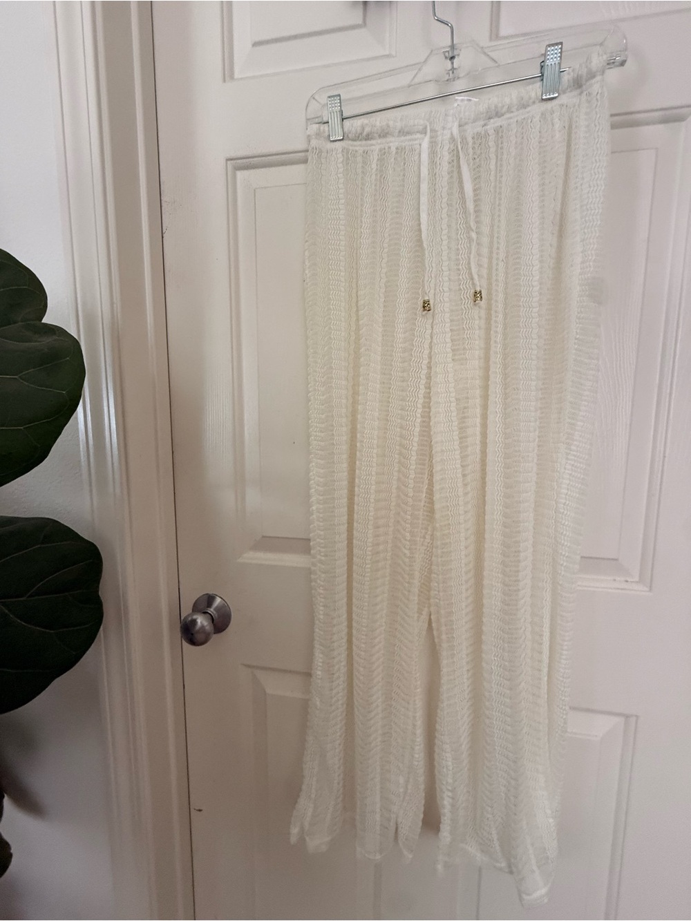 Sheer Cream swim suit cover up Pants